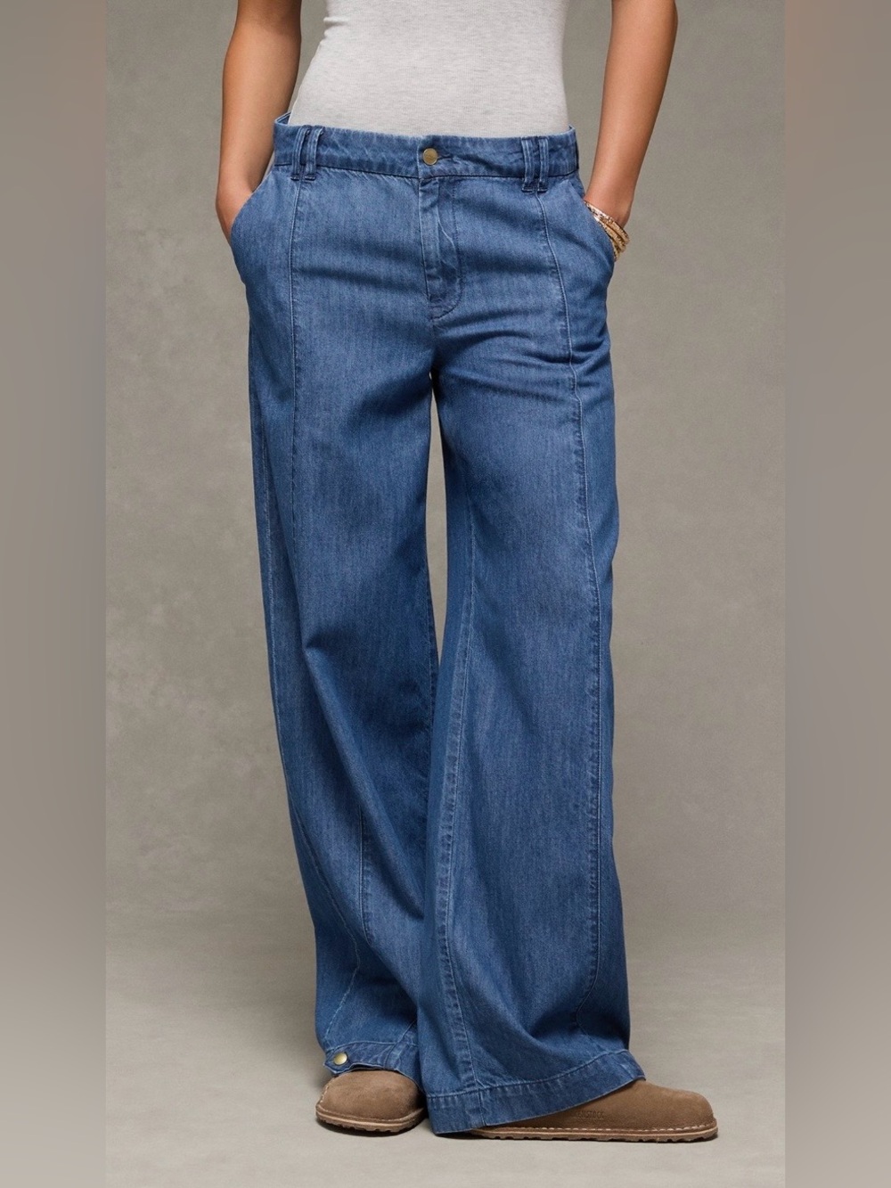 American Eagle Baggy Wide Leg Trouser NWT Size 6 Color: Medium Standard Blue